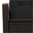vidaXL PE Rattan & Powder-Coated Steel & Solid Acacia Wood Garden Sofa in Black