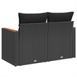 vidaXL PE Rattan & Powder-Coated Steel & Solid Acacia Wood Garden Sofa in Black