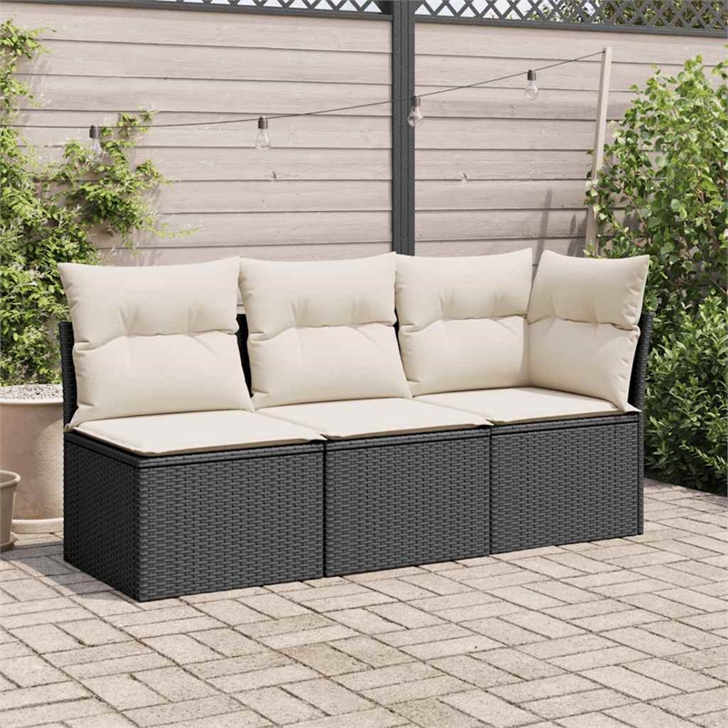 vidaXL Garden Sofa in Black And Cream