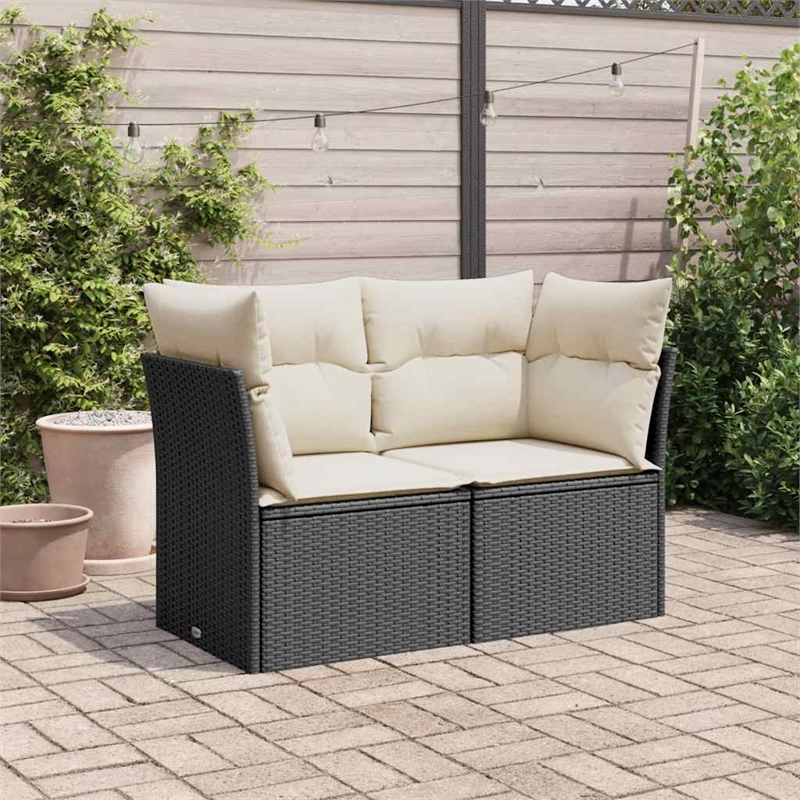 vidaXL Garden Sofa in Black And Cream