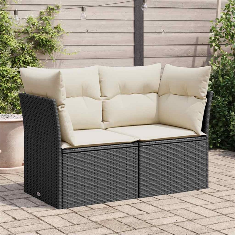 vidaXL Garden Sofa in Black And Cream