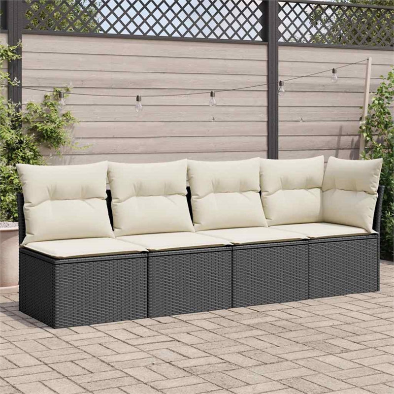 vidaXL Garden Sofa in Black And Cream