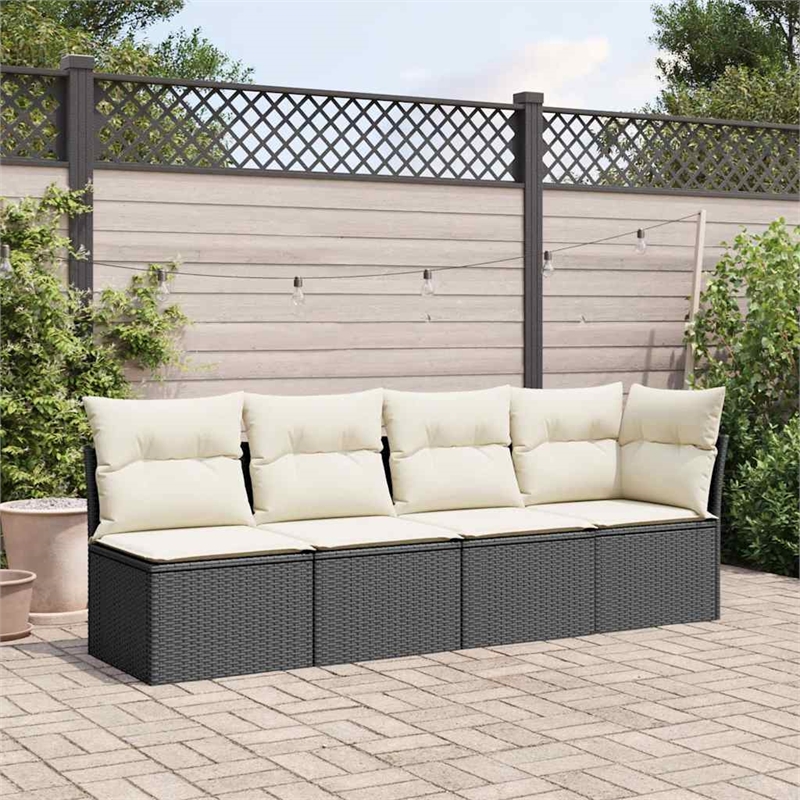 vidaXL Garden Sofa in Black And Cream