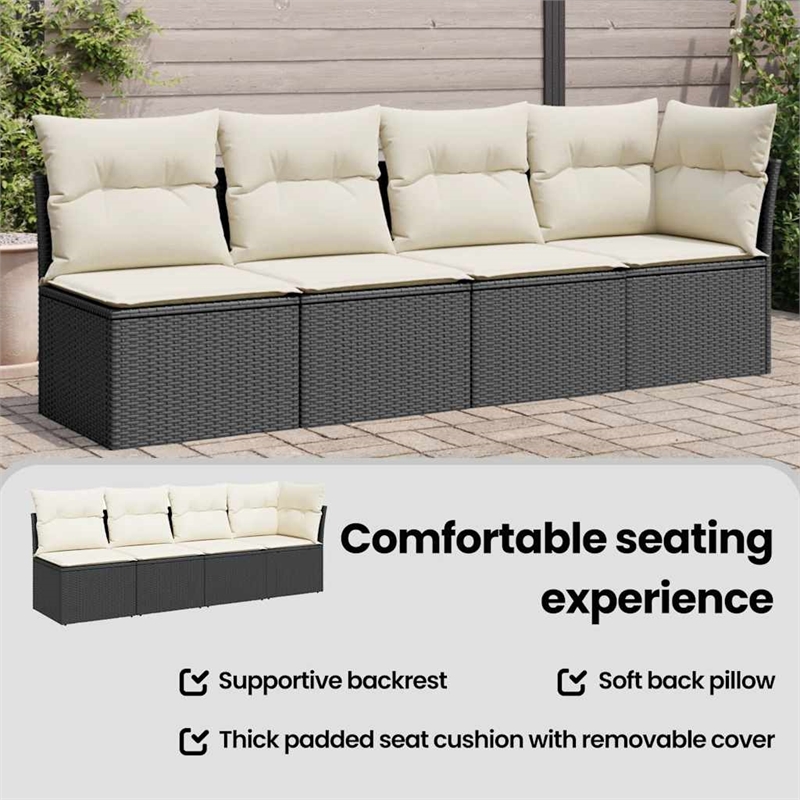vidaXL Garden Sofa in Black And Cream
