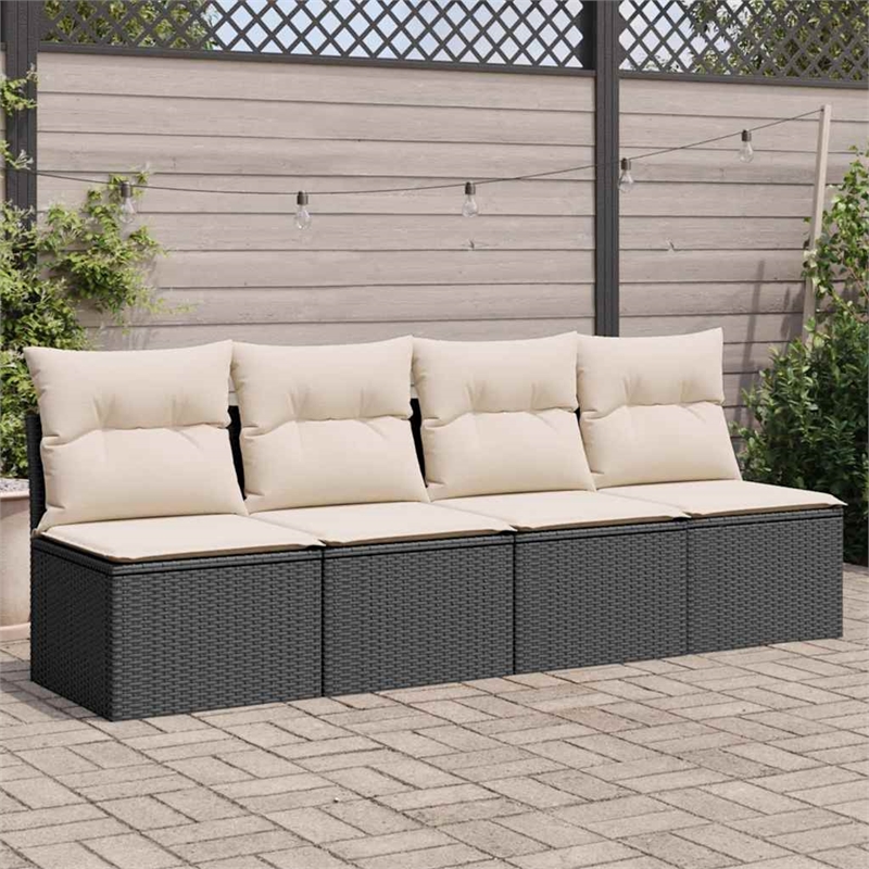 vidaXL Garden Sofa in Black And Cream