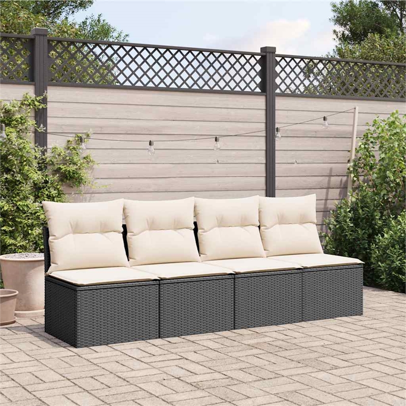 vidaXL Garden Sofa in Black And Cream