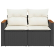 vidaXL PE Rattan & Powder-Coated Steel & Solid Acacia Wood Garden Sofa in Black