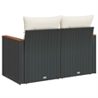 vidaXL PE Rattan & Powder-Coated Steel & Solid Acacia Wood Garden Sofa in Black