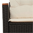 vidaXL PE Rattan & Powder-Coated Steel & Solid Acacia Wood Garden Sofa in Black
