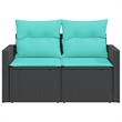 vidaXL 2-Seater PE Rattan And Powder-Coated Steel Garden Sofa in Black