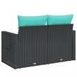 vidaXL 2-Seater PE Rattan And Powder-Coated Steel Garden Sofa in Black