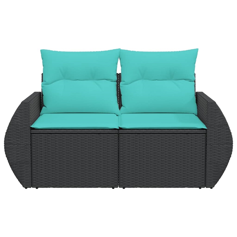 vidaXL 2-Seater PE Rattan Garden Sofa With Adjustable Feet in Black