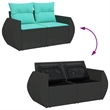 vidaXL 2-Seater PE Rattan Garden Sofa With Adjustable Feet in Black