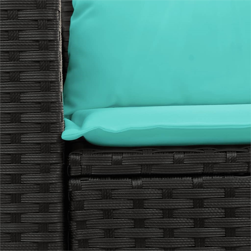 vidaXL 2-Seater PE Rattan Garden Sofa With Adjustable Feet in Black