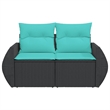 vidaXL 2-Seater PE Rattan Garden Sofa With Adjustable Feet in Black