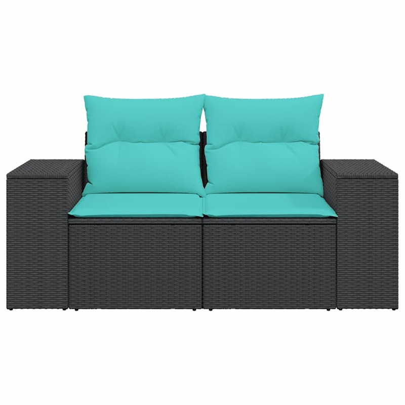 vidaXL Garden Sofa in Black And Blue