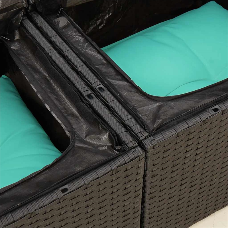 vidaXL Garden Sofa in Black And Blue