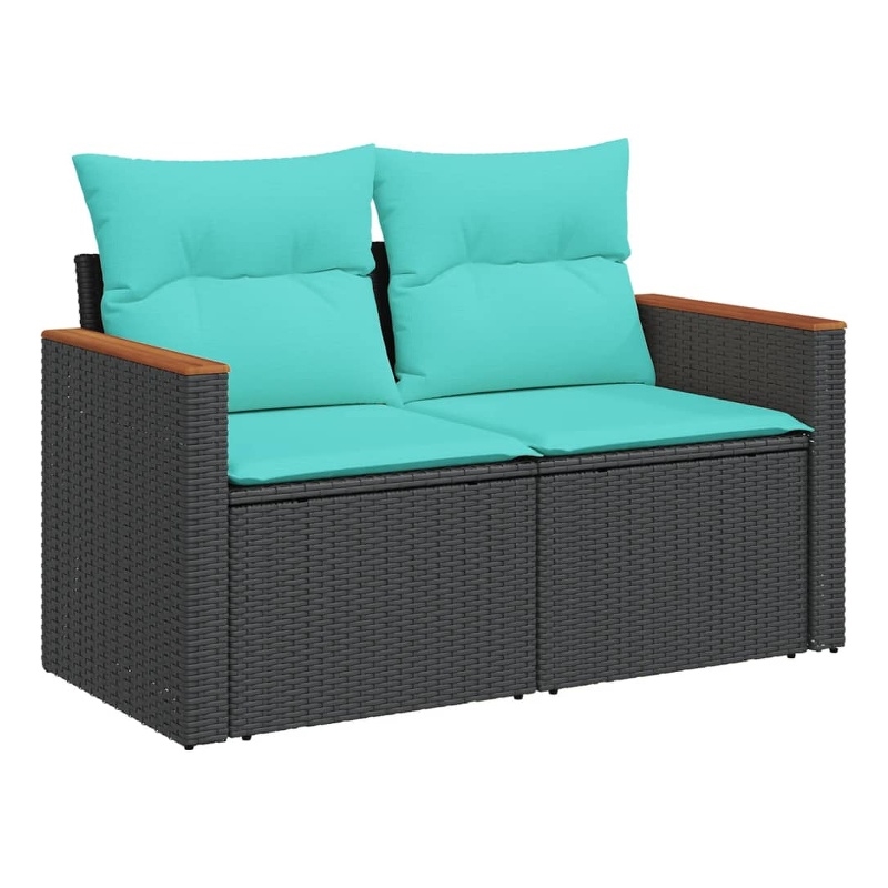 vidaXL Garden Sofa in Black And Blue