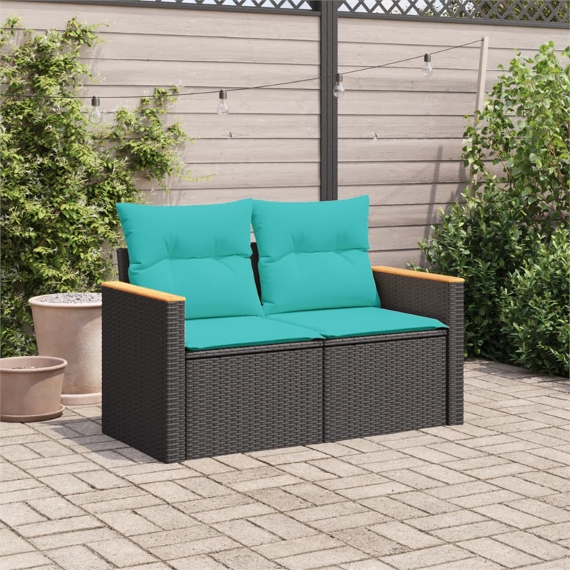 vidaXL Garden Sofa in Black And Blue