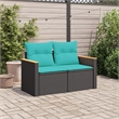 vidaXL Garden Sofa in Black And Blue