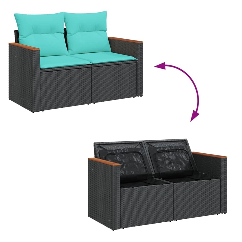 vidaXL Garden Sofa in Black And Blue