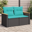 vidaXL Garden Sofa in Black And Blue