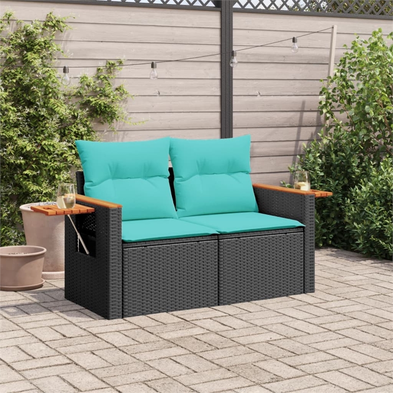 vidaXL Garden Sofa in Black And Blue