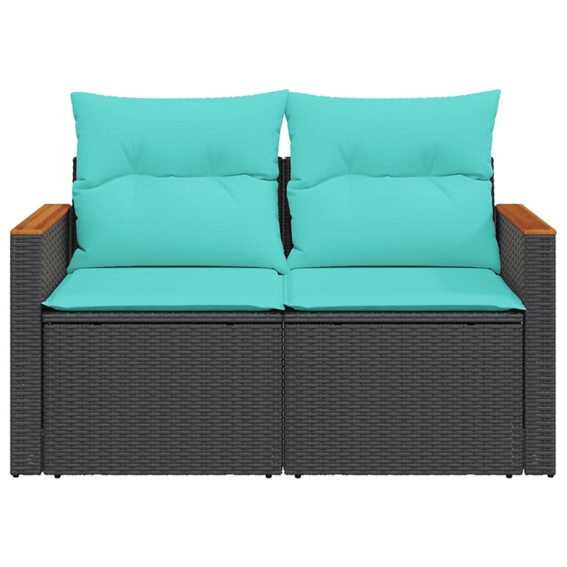 vidaXL Garden Sofa in Black And Blue