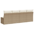 vidaXL 4-Seater PE Rattan Garden Sofa With Adjustable Feet in Beige