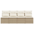 vidaXL 4-Seater PE Rattan Garden Sofa With Adjustable Feet in Beige