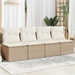 vidaXL 4-Seater PE Rattan Garden Sofa With Adjustable Feet in Beige