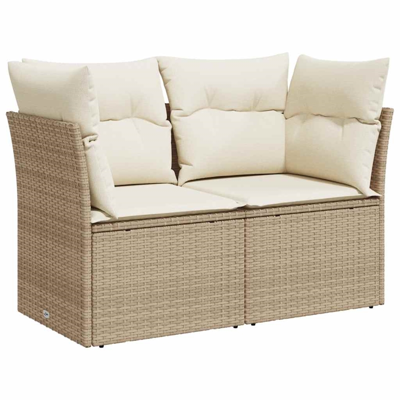 vidaXL 2-Seater PE Rattan Garden Sofa With Adjustable Feet in Beige