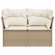 vidaXL 2-Seater PE Rattan Garden Sofa With Adjustable Feet in Beige