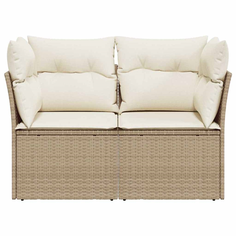 vidaXL 2-Seater PE Rattan Garden Sofa With Adjustable Feet in Beige