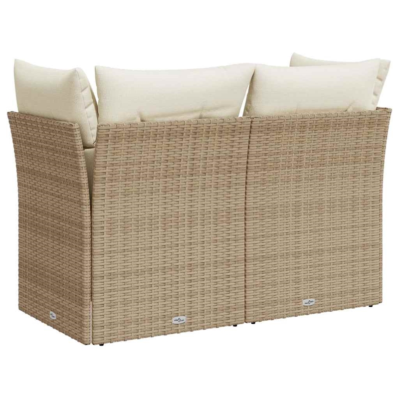 vidaXL 2-Seater PE Rattan Garden Sofa With Adjustable Feet in Beige