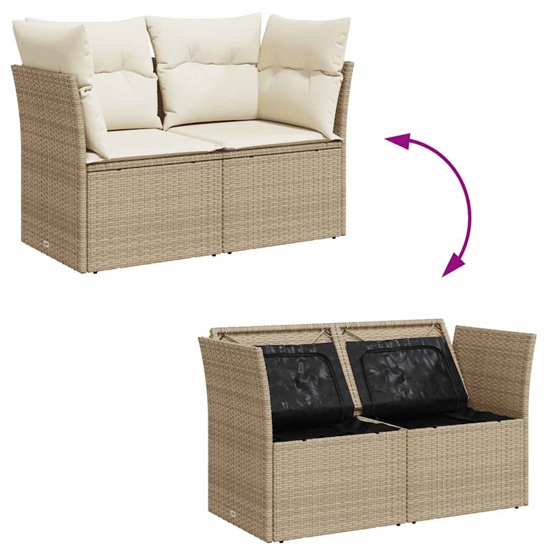 vidaXL 2-Seater PE Rattan Garden Sofa With Adjustable Feet in Beige