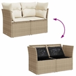 vidaXL 2-Seater PE Rattan Garden Sofa With Adjustable Feet in Beige
