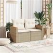 vidaXL PE Rattan & Powder-Coated Steel & Solid Acacia Wood Garden Sofa in Beige