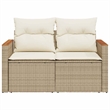 vidaXL PE Rattan & Powder-Coated Steel & Solid Acacia Wood Garden Sofa in Beige
