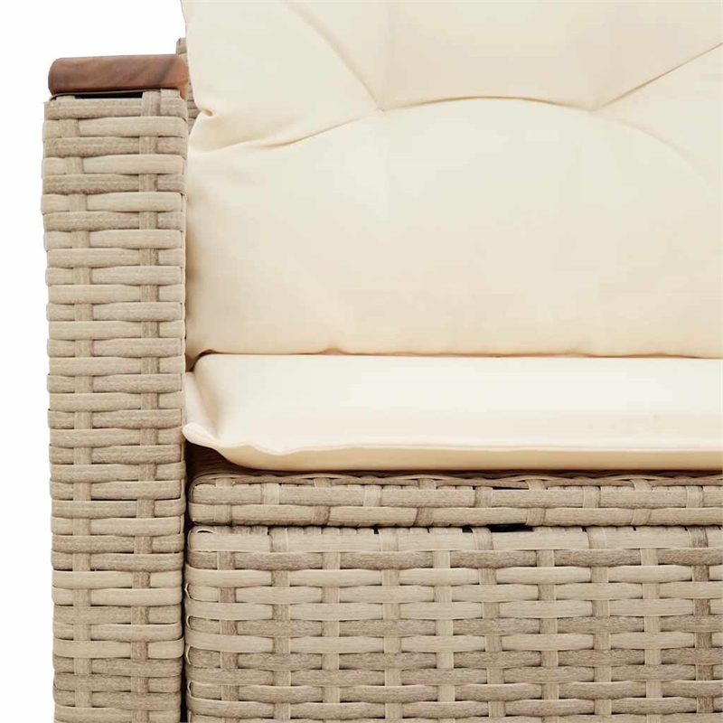vidaXL PE Rattan & Powder-Coated Steel & Solid Acacia Wood Garden Sofa in Beige
