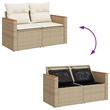 vidaXL PE Rattan & Powder-Coated Steel & Solid Acacia Wood Garden Sofa in Beige