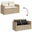 vidaXL PE Rattan & Powder-Coated Steel & Solid Acacia Wood Garden Sofa in Beige