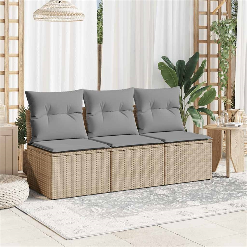 vidaXL Garden Sofa in Beige And Light Grey