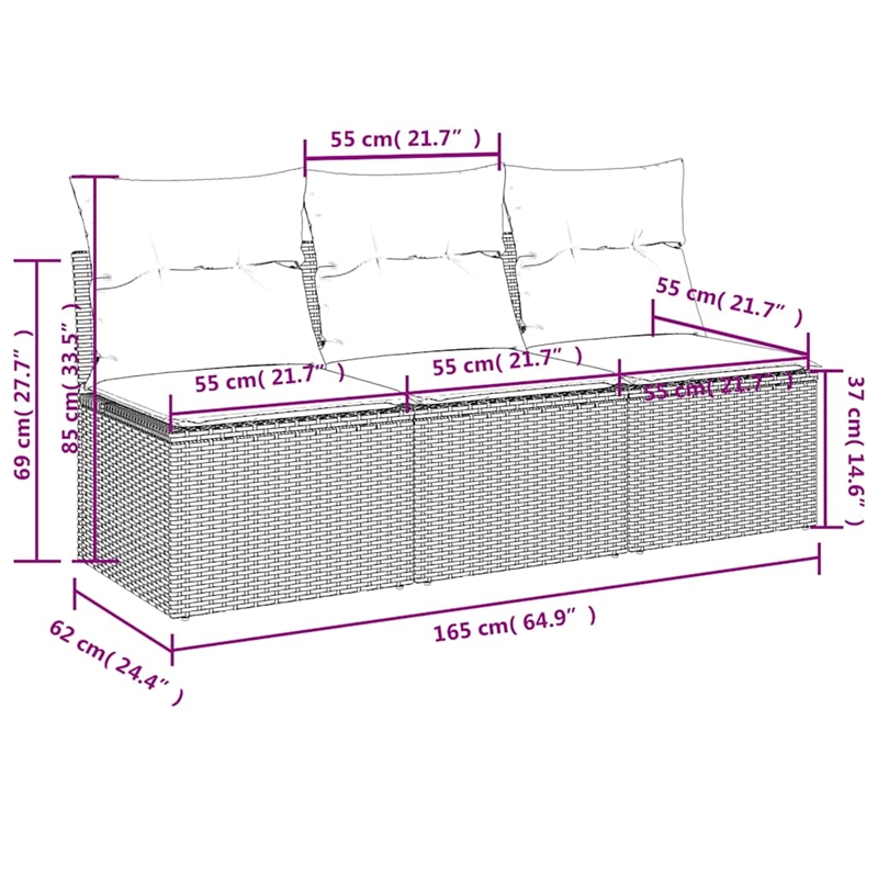vidaXL Garden Sofa in Beige And Light Grey