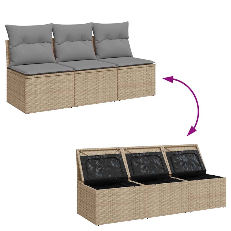 vidaXL Garden Sofa in Beige And Light Grey