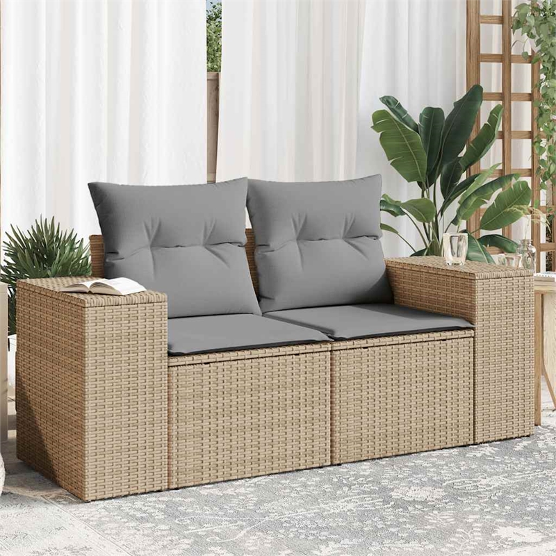 vidaXL Garden Sofa in Beige And Light Grey