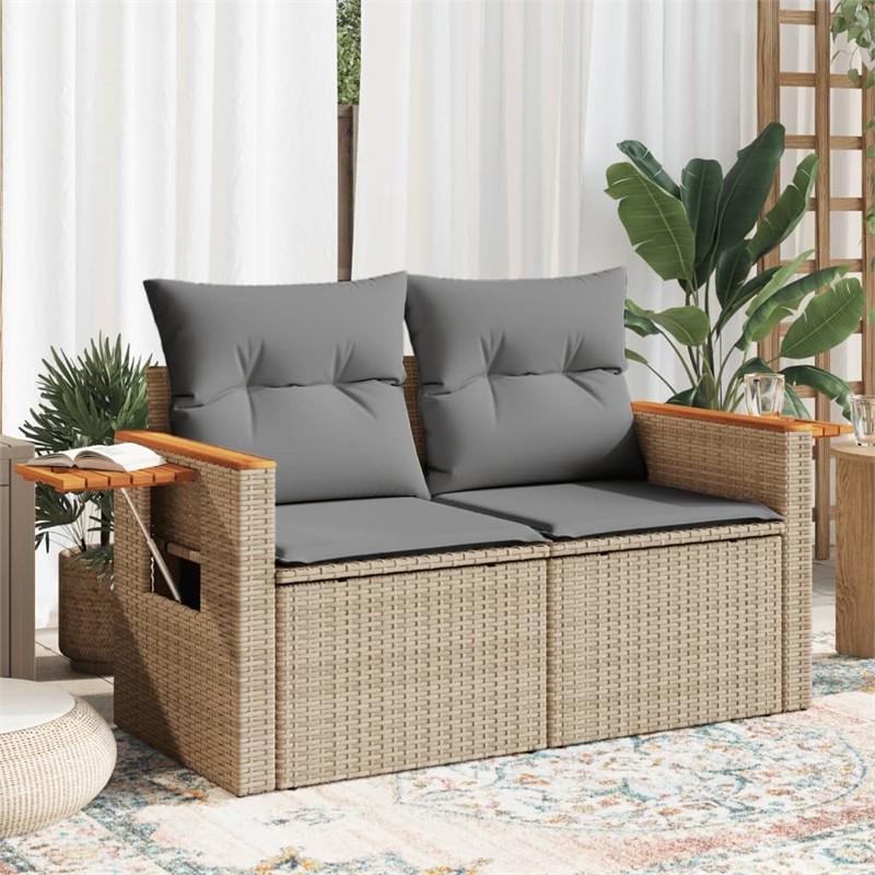 vidaXL Garden Sofa in Beige And Light Grey