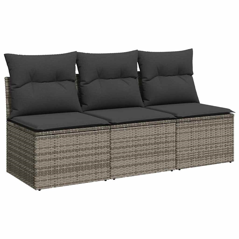 vidaXL 3-Seater PE Rattan Garden Sofa UV-Resistant in Grey