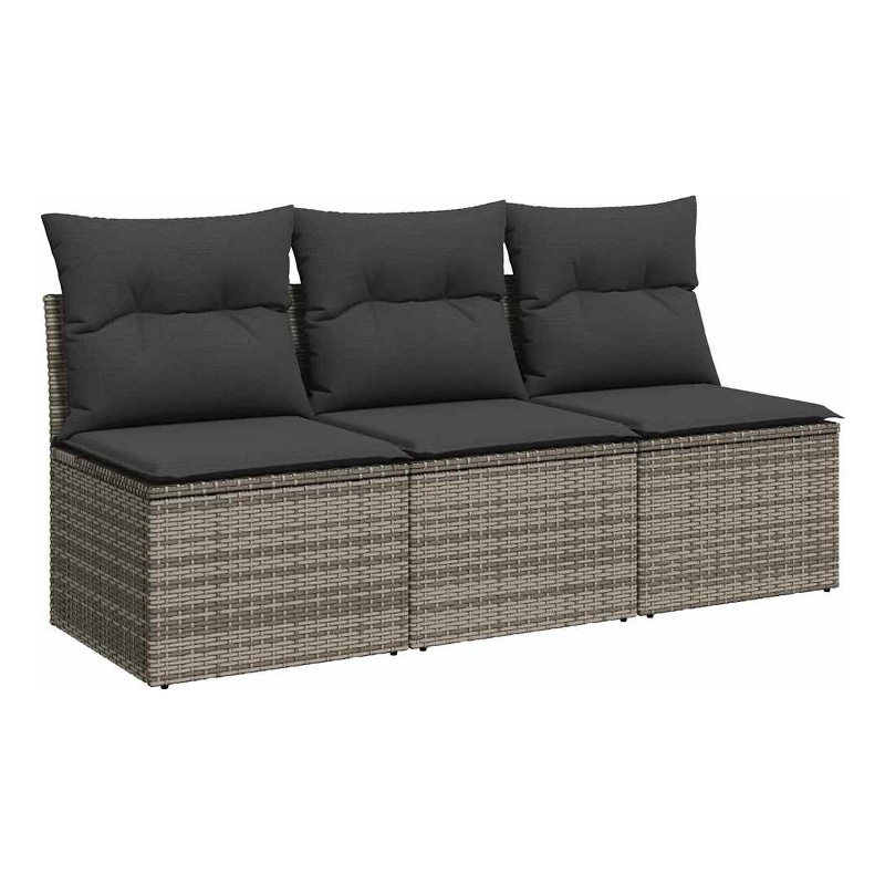 vidaXL 3-Seater PE Rattan Garden Sofa UV-Resistant in Grey