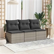vidaXL 3-Seater PE Rattan Garden Sofa UV-Resistant in Grey